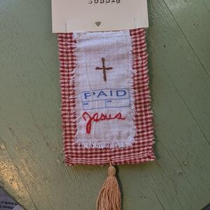 Hand Crafted Red and White Embroidered Bookmark